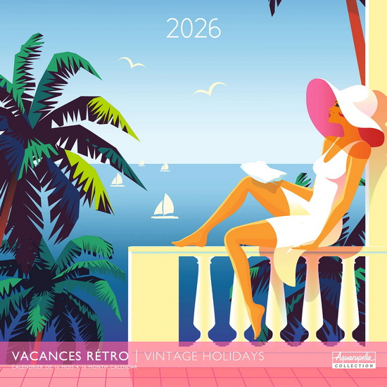 Calendrier 2026 Vacances rétro 30x30cm