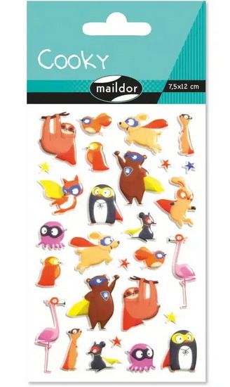 AUTOCOLLANTS 3D COOKY - ANIMAUX SUPER-HÉROS