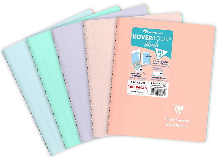 KOVERBOOK BLUSH SPIR.A5 LIGN.160P ASST