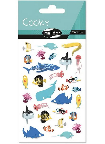 AUTOCOLLANT *COOKY* ANIMAUX MARINS 1PL