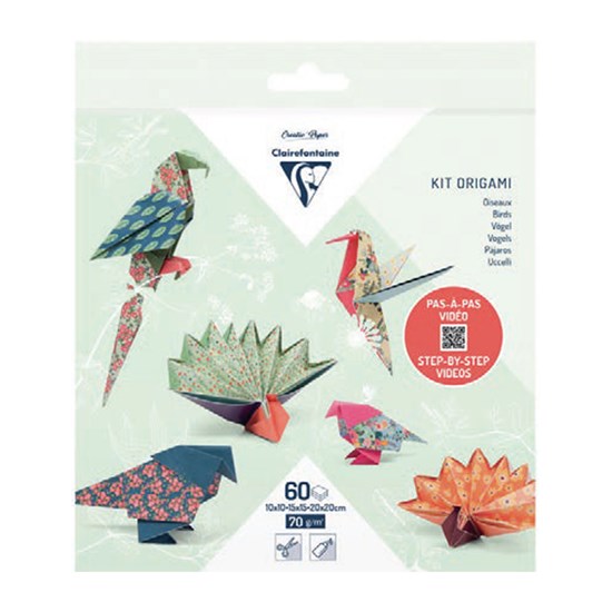 KIT D&#39;ORIGAMI 60 FEUILLES - OISEAUX