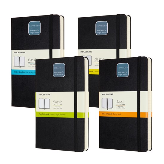 CARNET CLASSIQUE ÉLARGI - COUVERTURE RIGIDE - NOIR - 13 X 21 CENTIMÈTRES