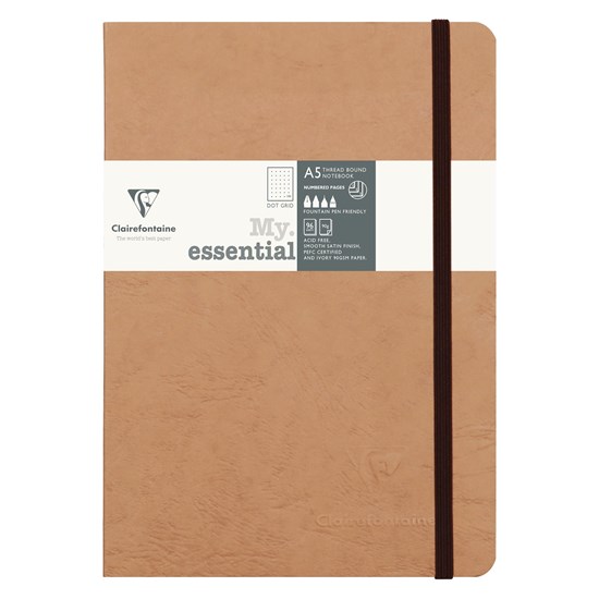 CAHIER AGE BAG - POINTILLÉ, RELIURE COUSUE, A5 Tabac
