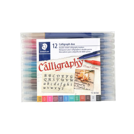 ENS. 12 MARQUEURS CALLIGRAPHIE DOUBLE POINTE