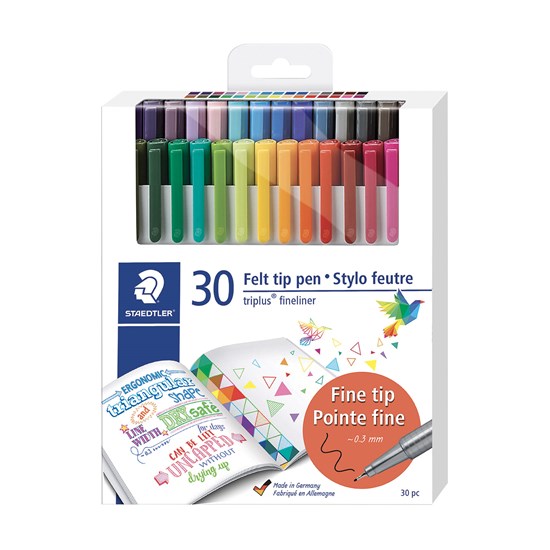 ENSEMBLE STYLOS FEUTRES TRIPLUS - 0,3 MM, 30 PIÈCES
