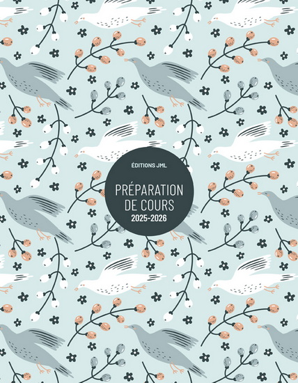 Cahier préparation cours 1s/5 périodes + relevé de notes 8 groupes 25/26 couverture oiseaux bleus