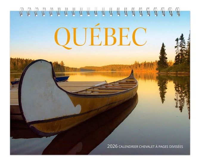 Calendrier de table 2026 Québec 12 mois