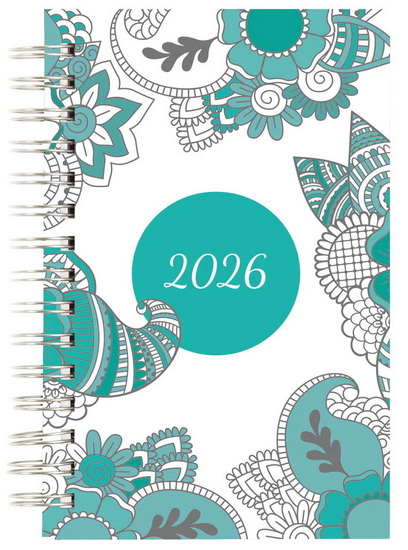 Agenda 2026 spirale Botanique à colorier 8x5&#39;&#39; 1s/2p