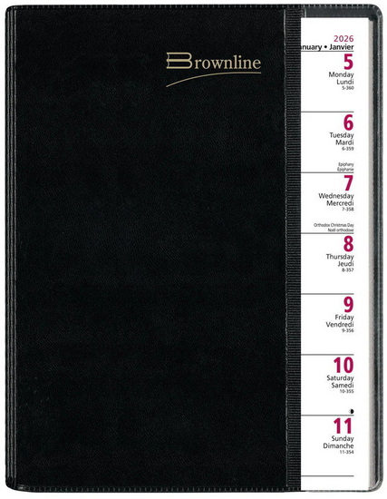 Agenda 2026 spirale Pre-Vu noir 8x6&#39;&#39; 1s/2p