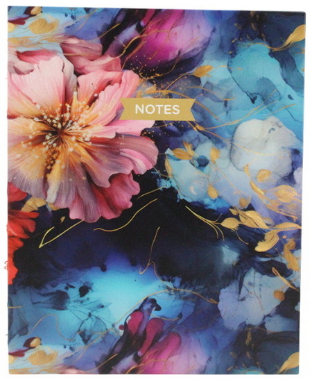 Cahier de note floral fond noir ligné 192p