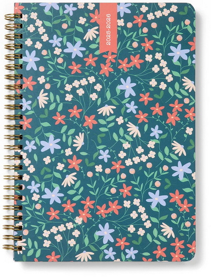 Agenda 25/26 spirale vert fleurs 1s/2p