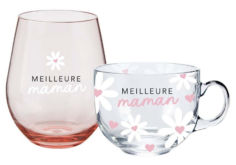 Duo tasse et verre Chantal Lacroix - Meilleure maman
