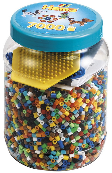 Pot 7000 perles Hama et 2 plaques chien