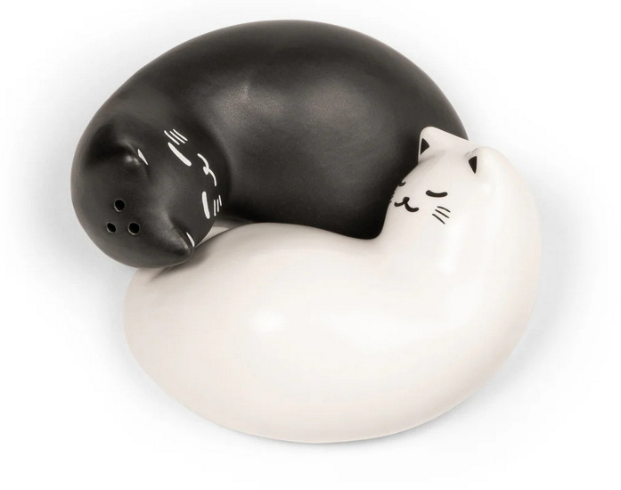 Ens. Salière et poivrière chats endormis