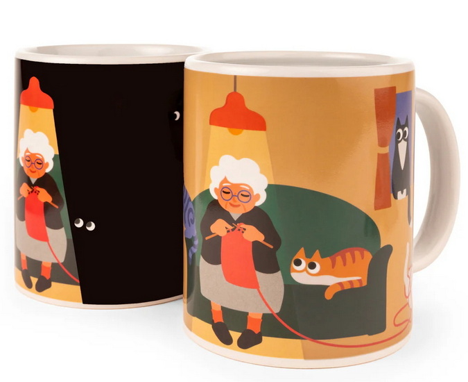 Tasse thermographique dame aux chats