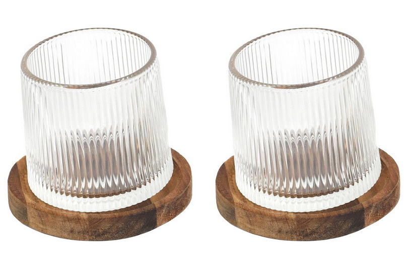 Ens. 2 verres à whisky et sous-verres