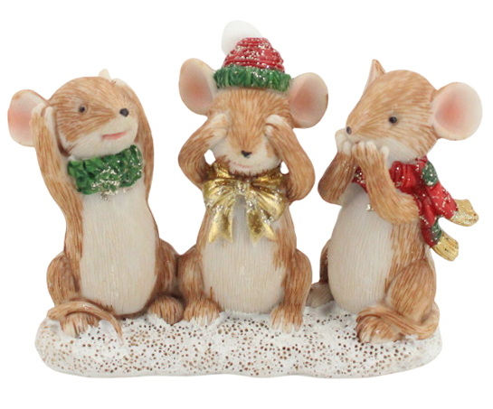Figurine 3 souris sur neige