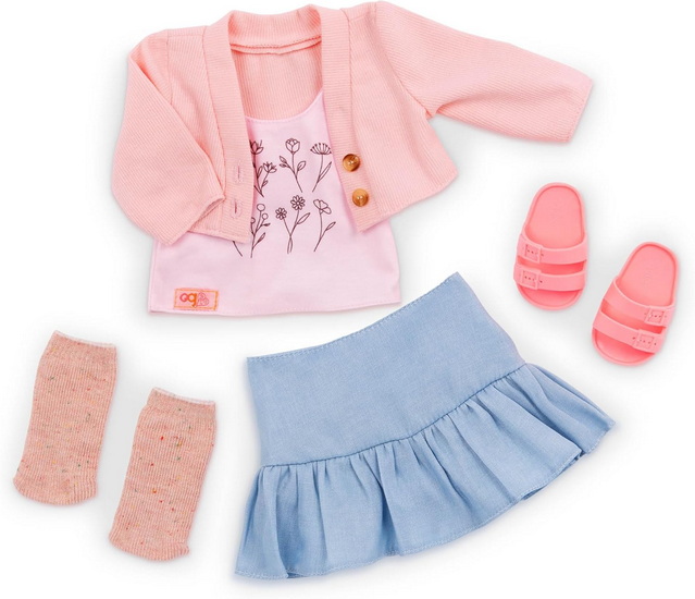 Ensemble chandail rose et jupe à volant