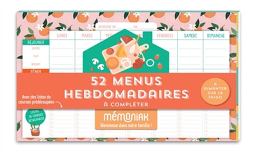 52 menus hebdomadaires Mémoniak à compléter et à aimanter sur le frigo - COLLECTIF