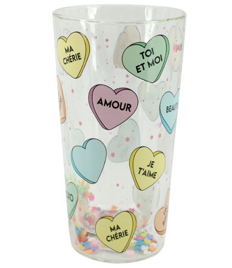 Verre double paroi avec confettis - cœurs