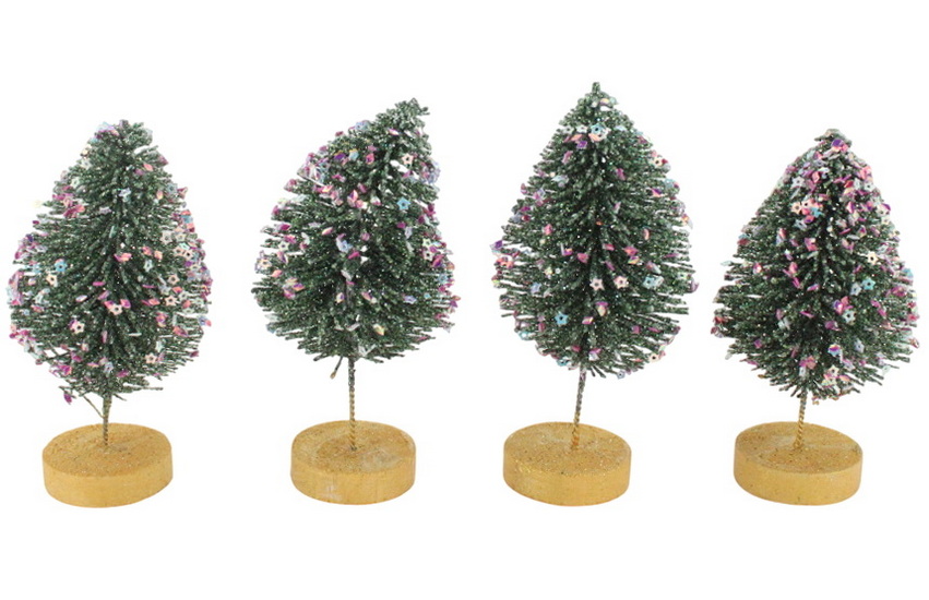 Ens. 4 sapins décoratifs