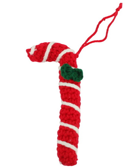 Ornement canne de bonbon tricot