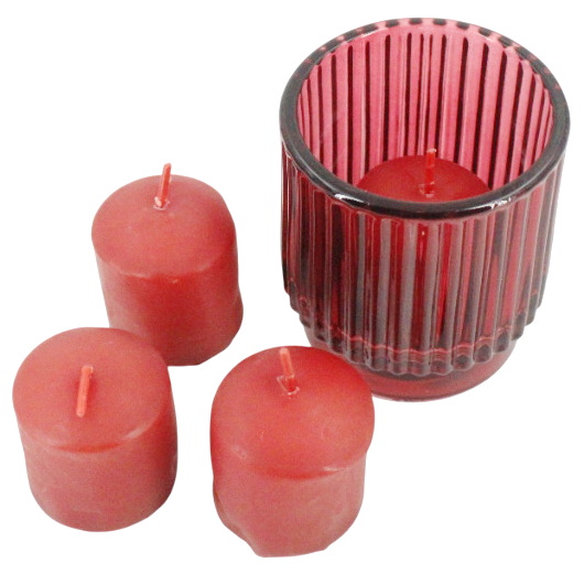 Ens. Bougeoir et 4 votives rouges