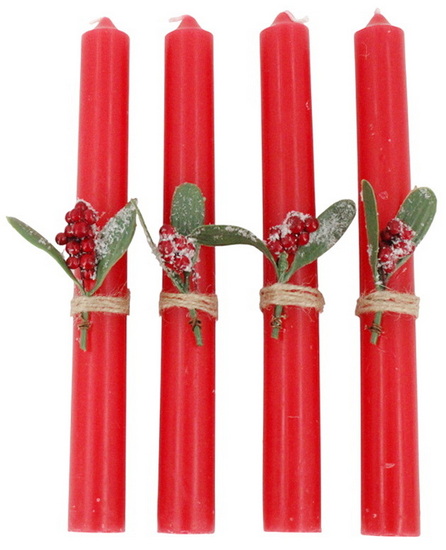Ens. de 4 chandelles rouges