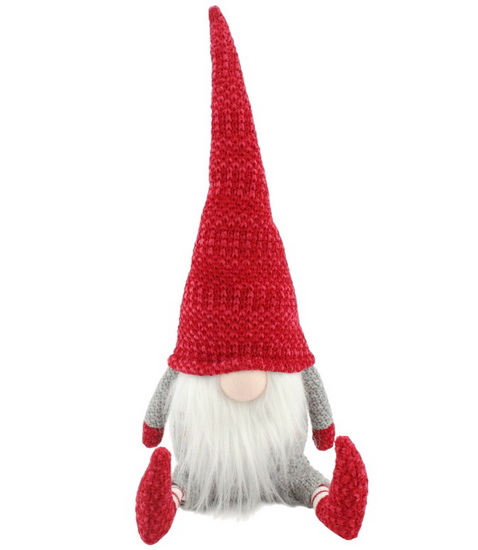 Gnome en peluche rouge et gris
