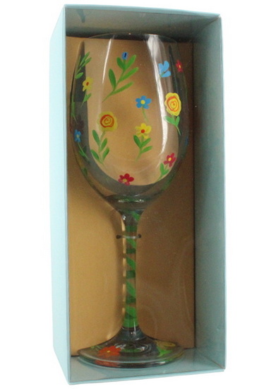 Verre à vin fleurs