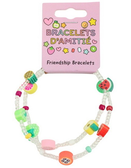 Ens. 2 bracelets fruits et billes transparentes