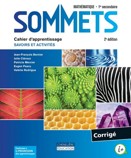 Sommets : mathématique : 1re secondaire : corrigé 2e éd. - COLLECTIF