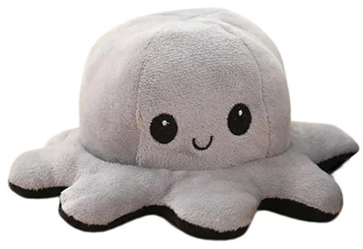Peluche pieuvre humeur Noir et gris