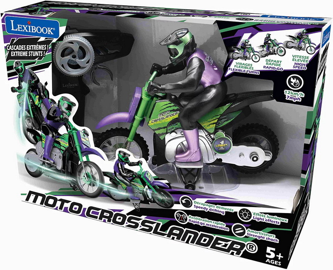 Moto Crosslander® 2.4Ghz, cascade extrême avec effets lumineux.