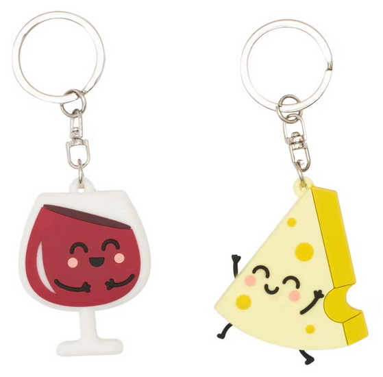 Ens. 2 porte-clés vin et fromage