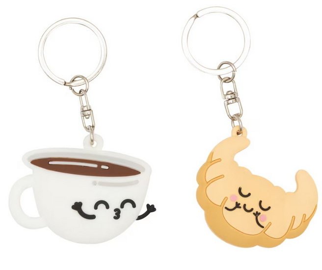 Ens. 2 porte-clés café et croissant