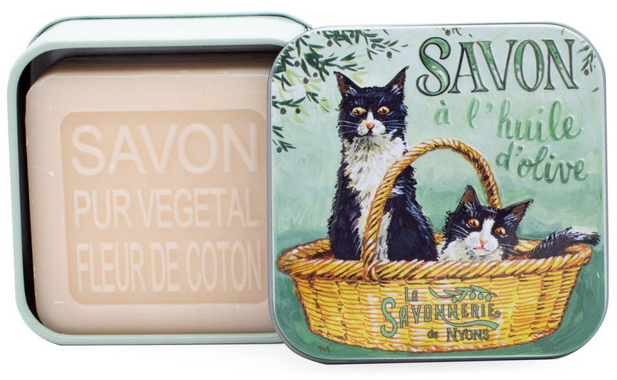 Savon boîte de métal 100g - 2 chats - Huile d&#39;olive