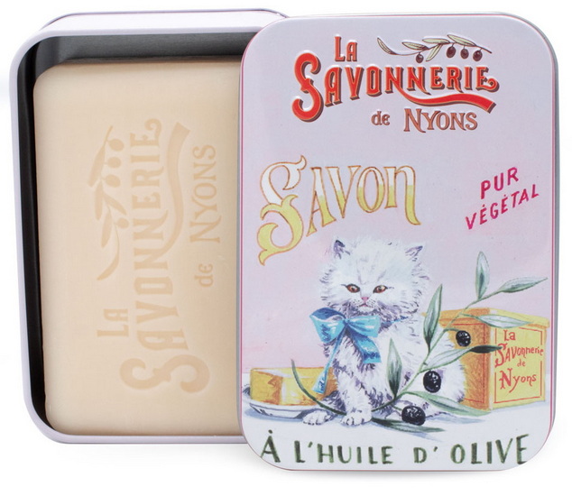Savon boîte de métal 200g - Chat persan - Fleur de coton
