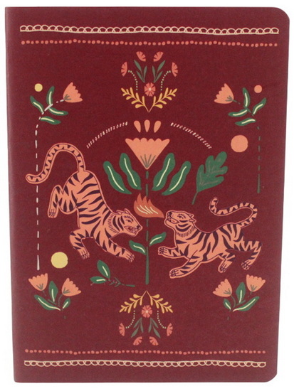 Grand cahier ligné tigres et fleurs 60p