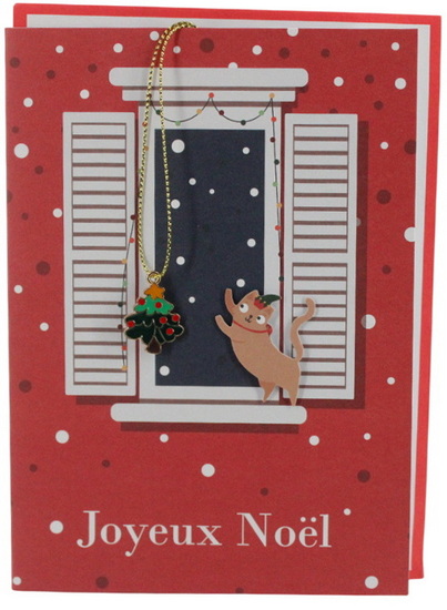 Joyeux Noël chat à la fenêtre