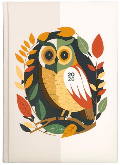 Agenda 2026 hibou multicolore