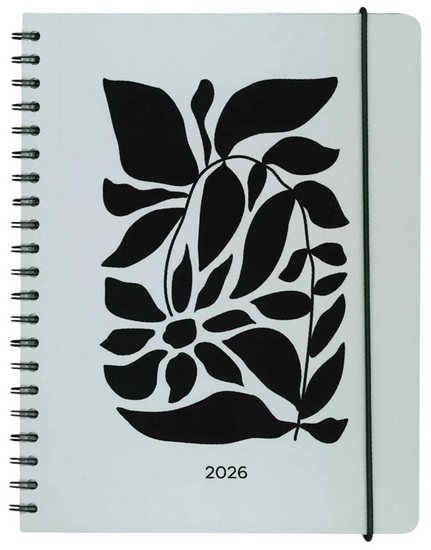 Agenda spirale 2026 Tona Fleurs noires 1s/2p