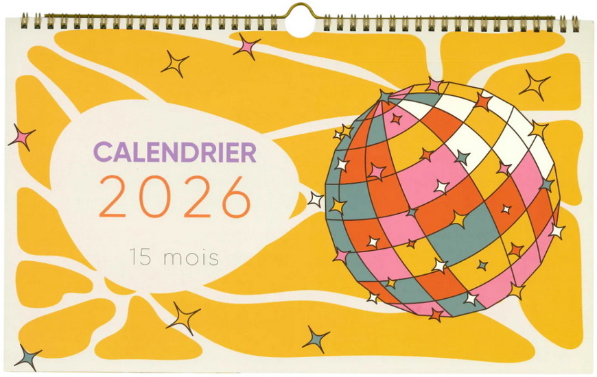 Calendrier 2026 années 70 horizontal