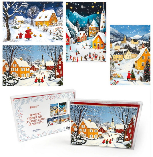 Boite de cartes Noël - Promenade enneigée (8)