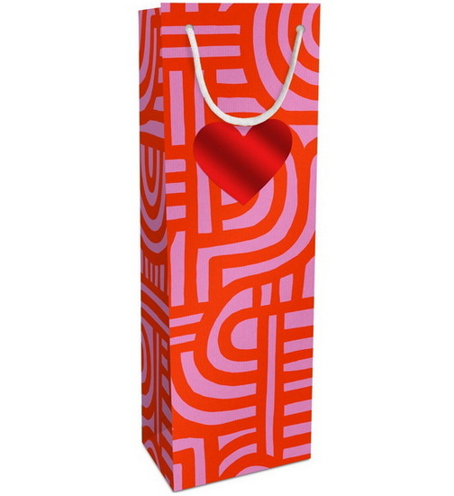 Sac à vin lignes rouge et rose