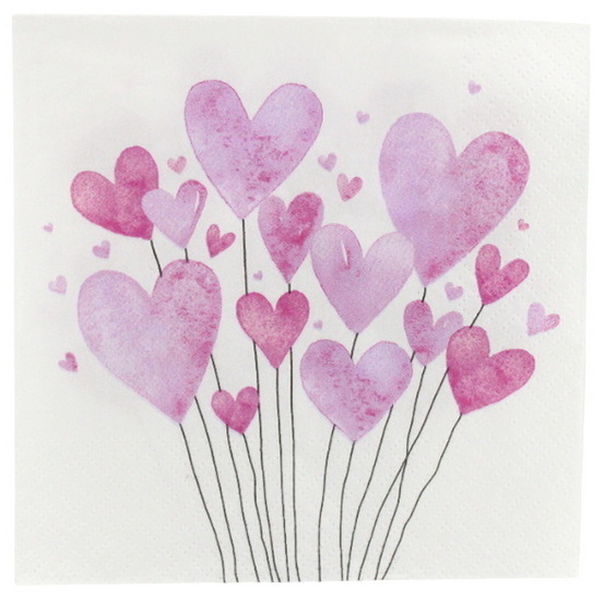 Serviette de table - Ballons cœur