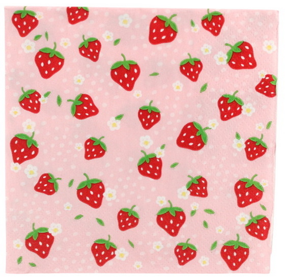 Serviette de table - Fraises et marguerites