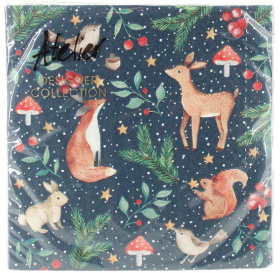 Serviette de table - Animaux de Noël