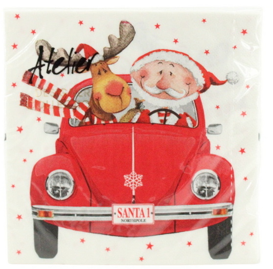Serviette de table - Voiture du Père Noêl