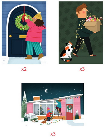 Boite de 8 cartes Tremblay : Décorations de Noël